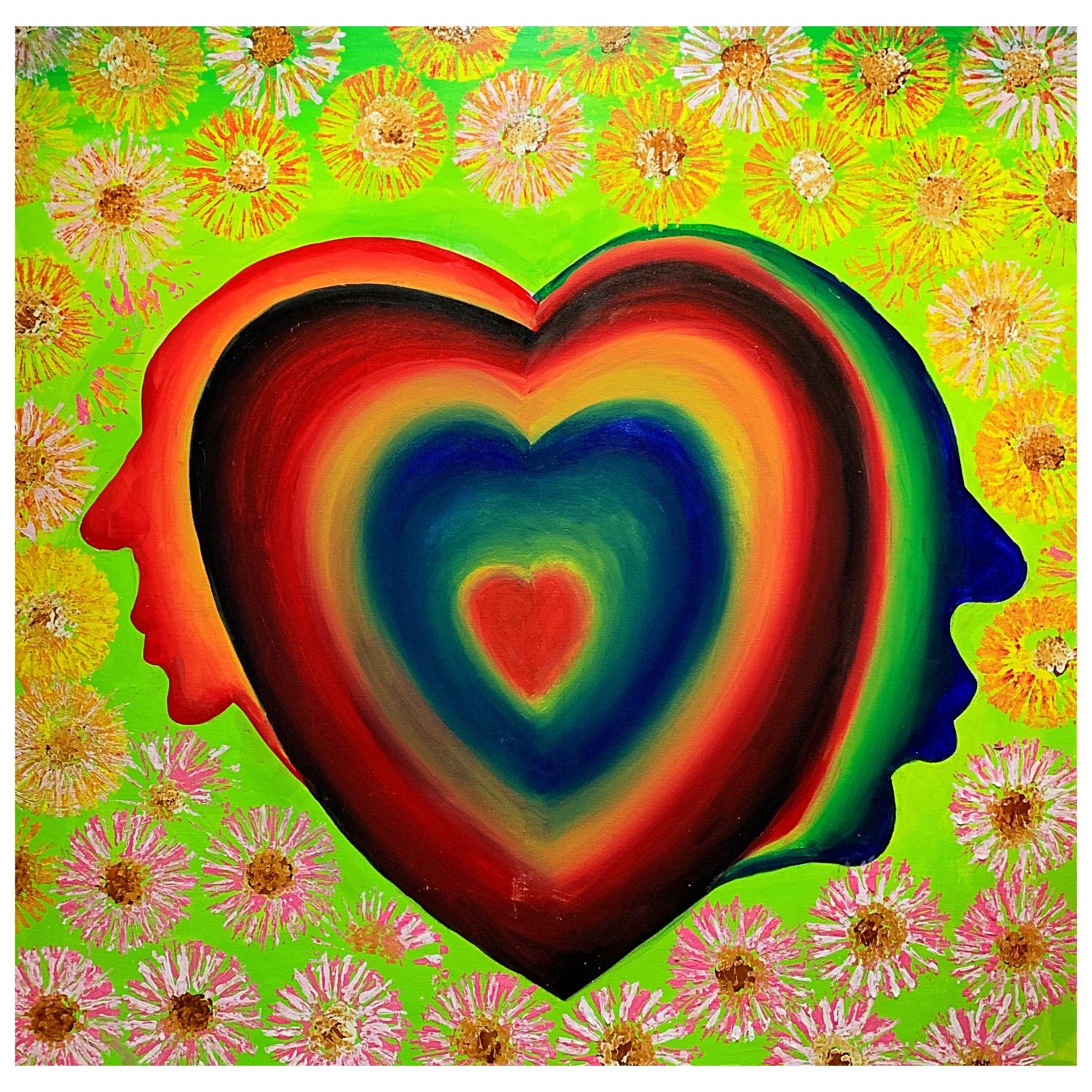Fondness - Acrylic on canvas, 47 × 45 in