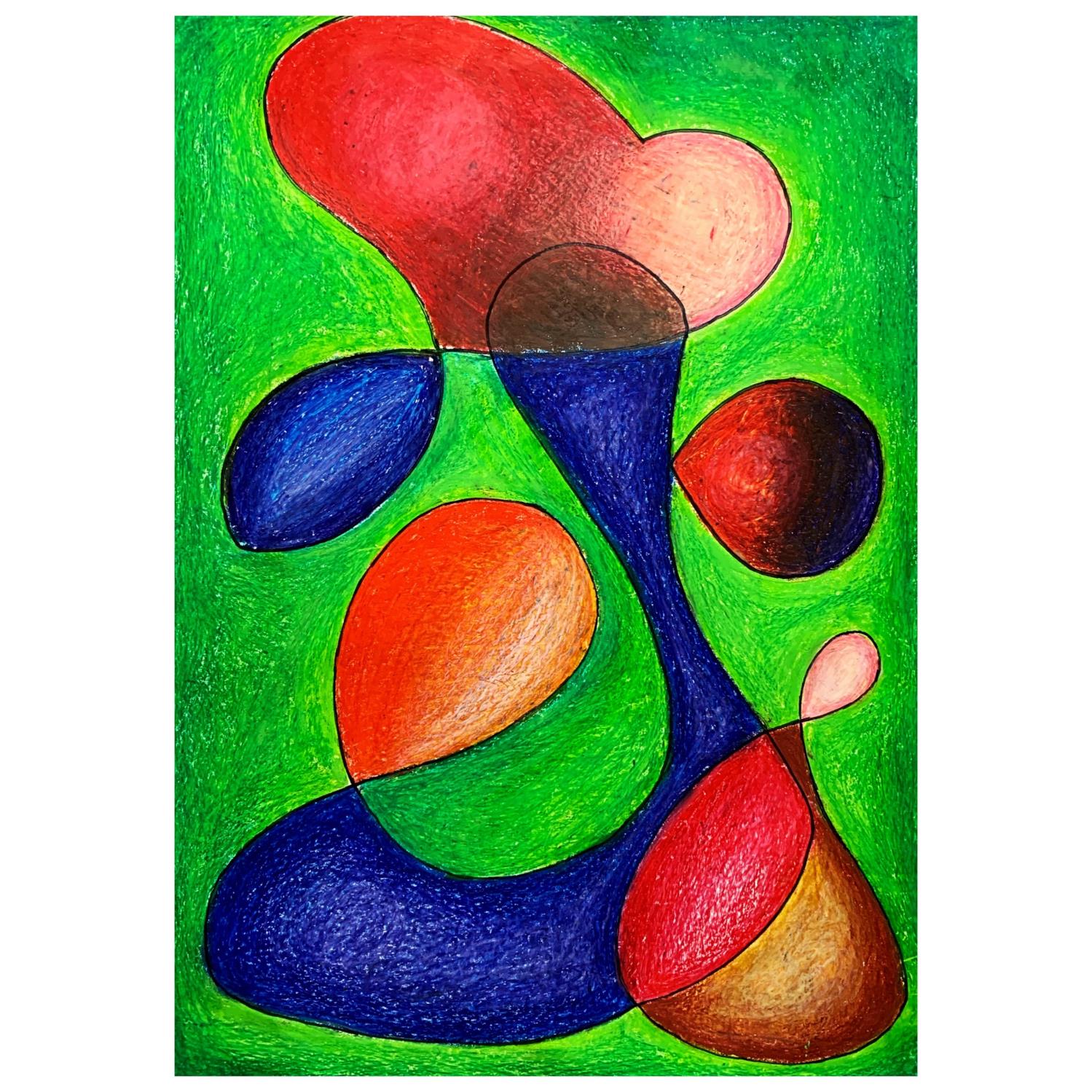 Expressions - Oil pastels on paper, A3